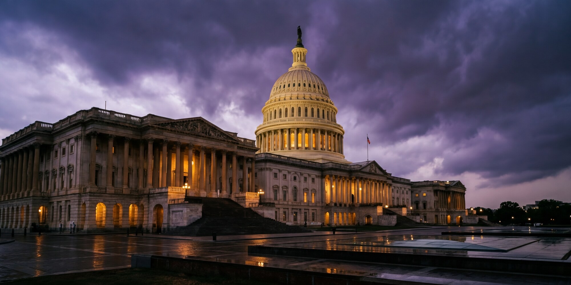 Empty civic corridor with dim lighting representing declining consumer confidence and stalled economic growth in early 2026